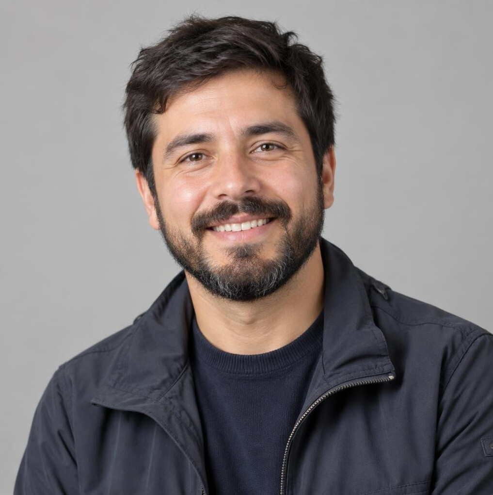 Portrait of a Latin American man with a beard smiling