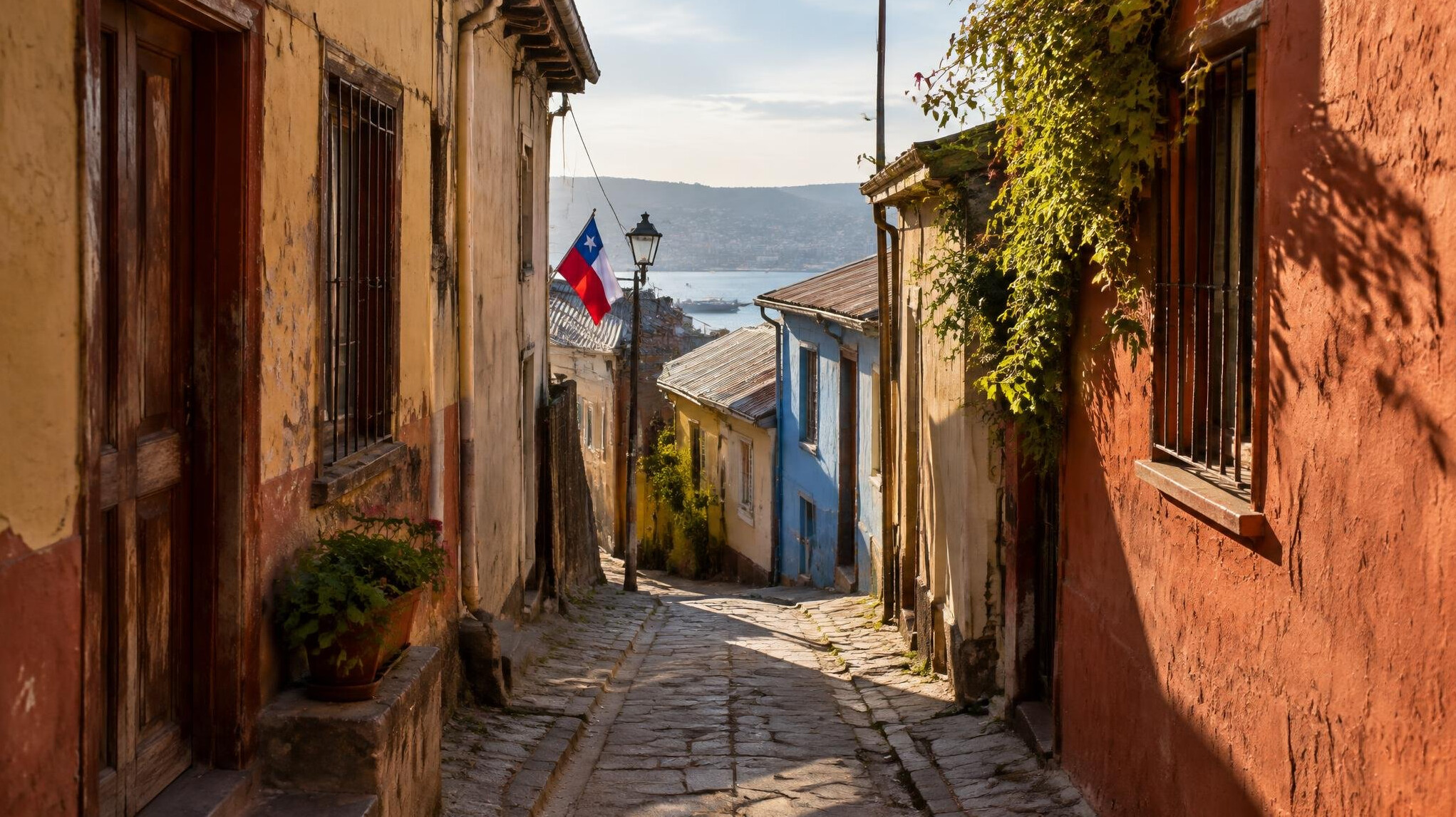 Narrow alley street between old buildings
