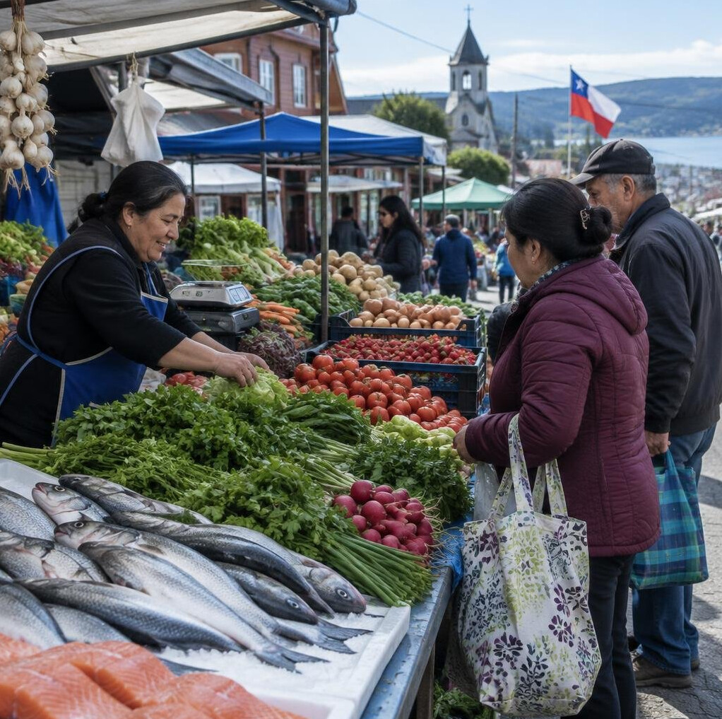 Outdoor market stall filled with fresh goods